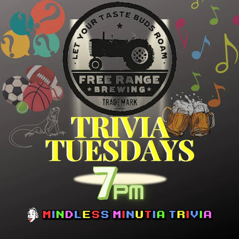 March 28, 2023 | Pop-Up at Free Range Brewing in Noda for Trivia Tuesday!