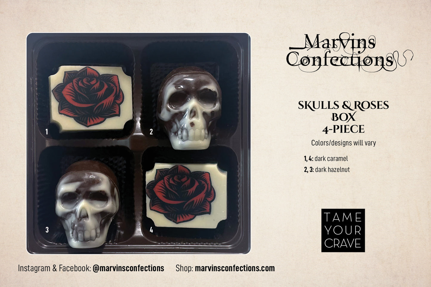 4-Piece Skulls & Roses